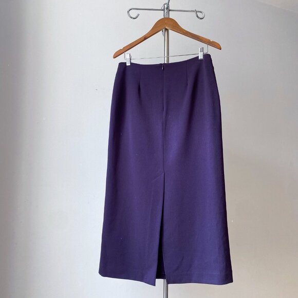🍂 90s Vintage Minimalist Aubergine Purple High-Rise Straight Maxi Skirt - Picture 2 of 7